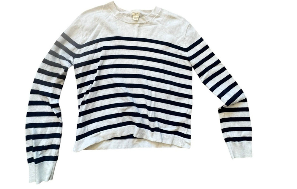 Crewcuts J.Crew Girls Sweater XL 12-14 Navy White Stripe Knit Pullover Preppy